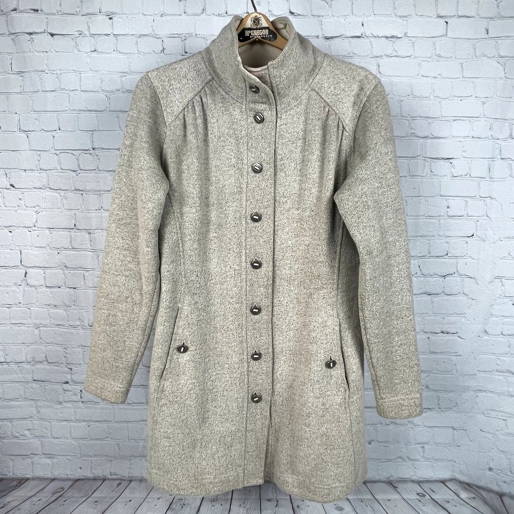 Kuhl Savina Jacket Womens Large Button Up Alfpaca Fleece Oatmeal